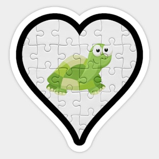 Jigsaw  Turtle Heart Design - Fish Turtle Sticker